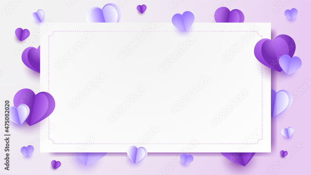valentine's gift card purple Papercut style design background valentine's gift card purple Papercut style design background