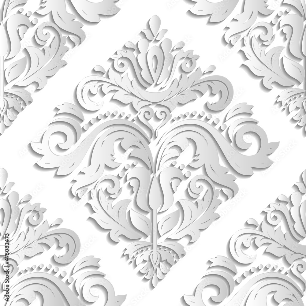 Floral ornament. Seamless abstract classic background with flowers. Pattern with light repeating floral elements. Ornament for fabric, wallpaper and packaging