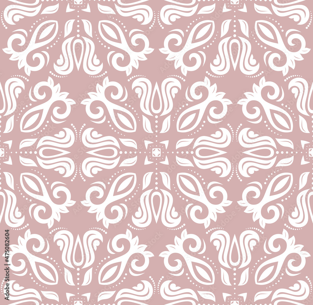 Classic white seamless pattern. Damask orient ornament. Classic vintage background. Orient ornament for fabric, wallpaper and packaging Classic white seamless pattern. Damask orient ornament. Classic vintage background. Orient ornament for fabric, wallpaper and packaging