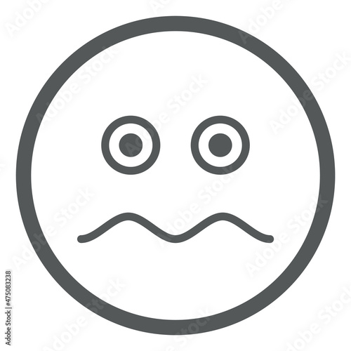 Frustrated face. Round line emoji. Unhappy expression