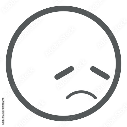 Upset emoji. Desperate round face. Grief emoticon
