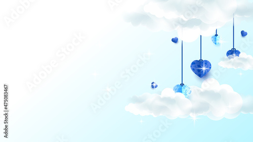 valentine's day blue Papercut style design background