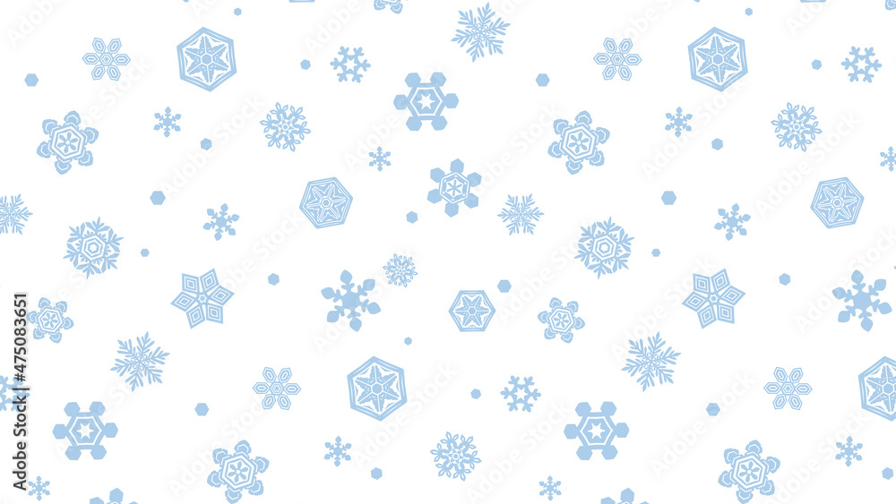 雪の結晶パターン　冬の背景装飾　シームレス　
