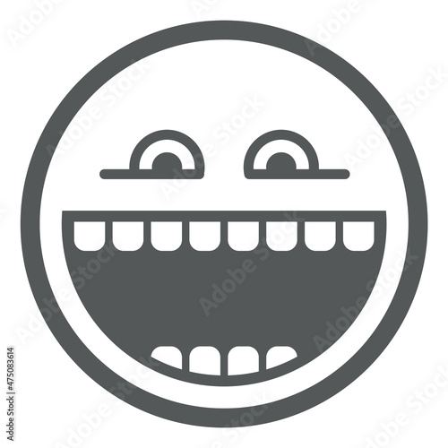 Lol face expression. Loudly laughing emoji with wide open mouth