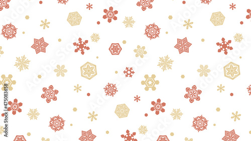 雪の結晶パターン　冬の背景装飾　シームレス　