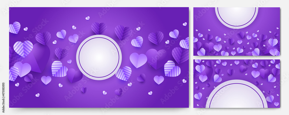 Valentine's day purple Papercut style design background