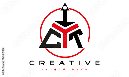 triangle badge with circle CIT letter  logo design vector, business logo, icon shape logo, stylish logo template
