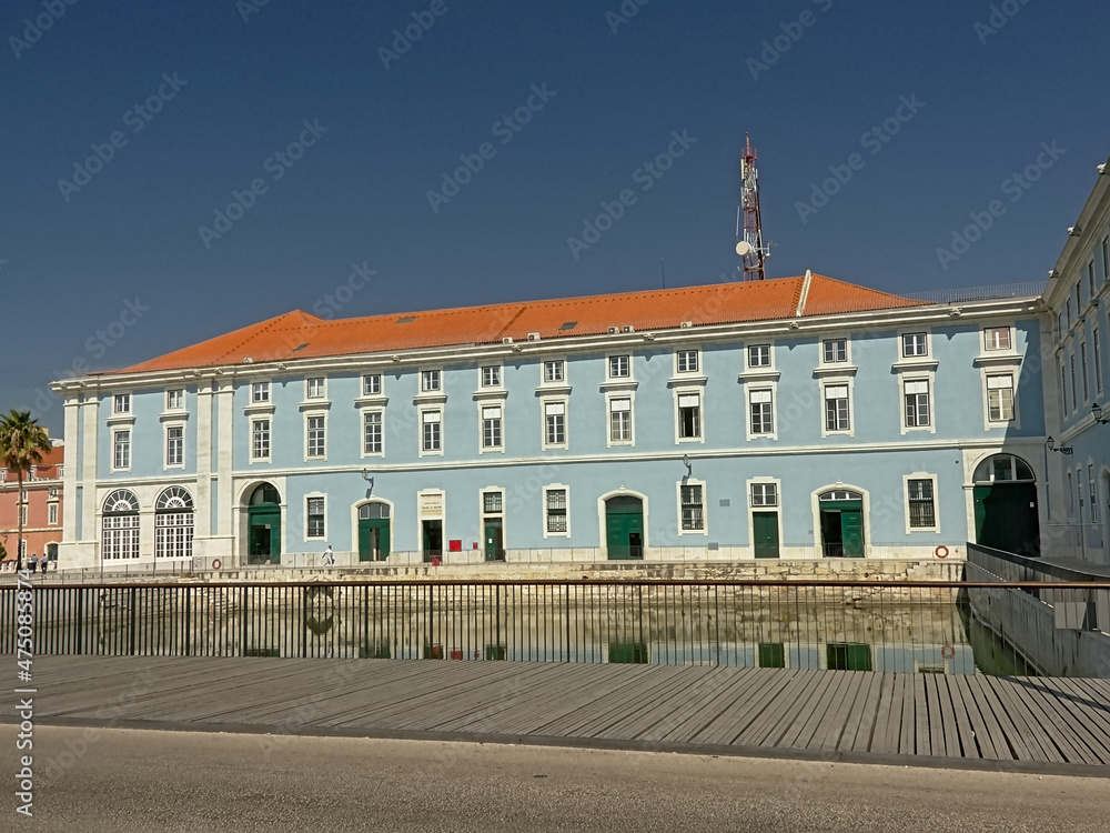 Government building in Ribeira das Naus street in the harbor of Lisbon