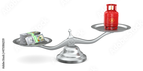 gas cylinder and money on s...