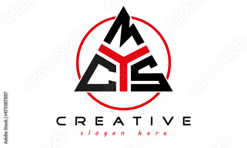 triangle badge with circle CMS letter  logo design vector, business logo, icon shape logo, stylish logo template
