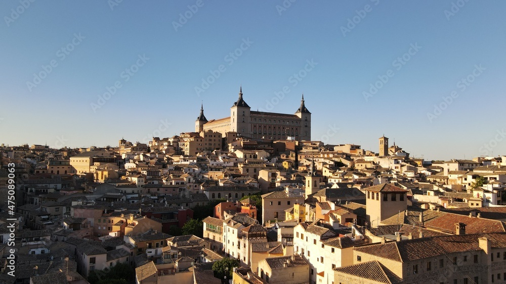 Nice aerial image of the city of Toledo, with the cathedral and the old town.