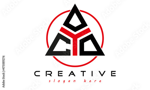 triangle badge with circle COO letter  logo design vector, business logo, icon shape logo, stylish logo template
