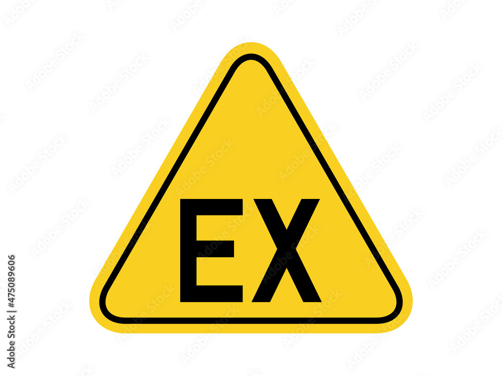 isolated watch explosive risk area zone, common hazardous symbols on yellow round triangle board warning sign for icon, label, logo or package industry etc. flat style vector design. isolated watch explosive risk area zone, common hazardous symbols on yellow round triangle board warning sign for icon, label, logo or package industry etc. flat style vector design.