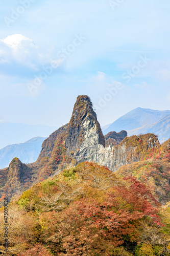 秋の根子岳 東峰山頂からの景色 熊本県阿蘇市 Mt. Neko in autumn. View from the summit of Higashimine. Kumamoto-ken Aso city