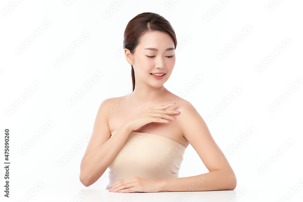 Beautiful young asian woman with clean fresh skin on white background, Face care, Facial treatment, Cosmetology, beauty and spa, Asian women portrait. Beautiful young asian woman with clean fresh skin on white background, Face care, Facial treatment, Cosmetology, beauty and spa, Asian women portrait.