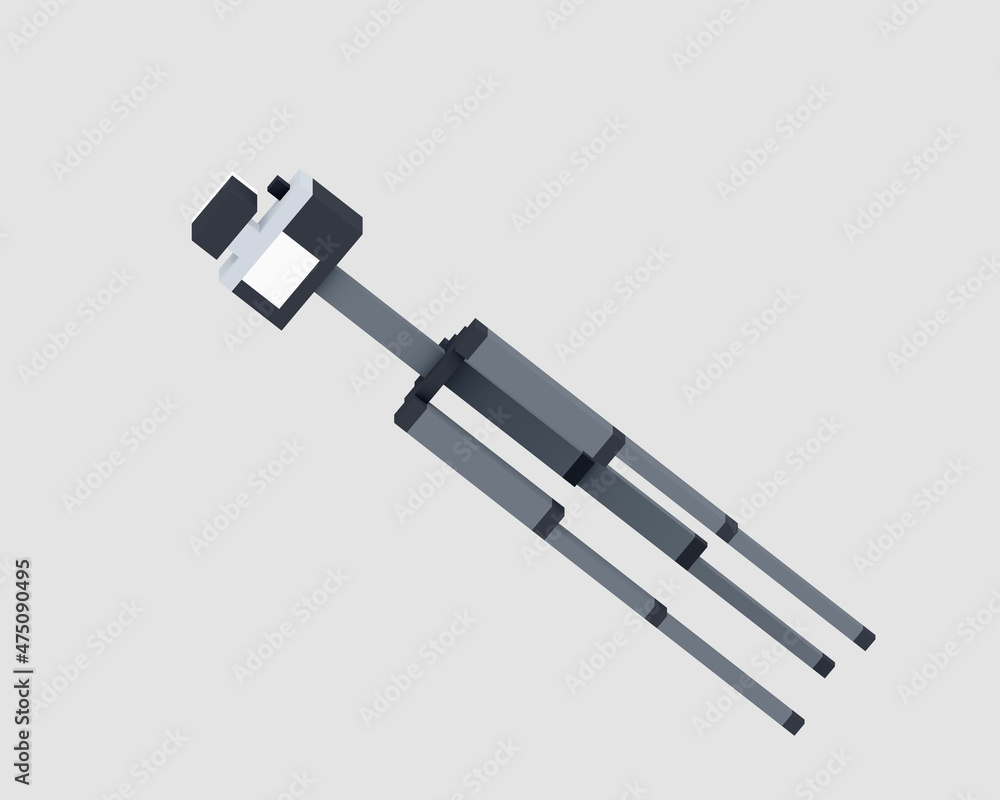 Digital camera, a digital art of mirrorless camera with flashlight and metal steel tripod in black & white retro style isometric voxel raster 3D illustration render on white background. Digital camera, a digital art of mirrorless camera with flashlight and metal steel tripod in black & white retro style isometric voxel raster 3D illustration render on white background.