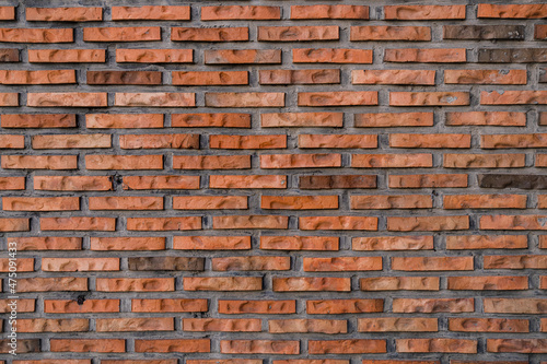 The texture of the uneven brown brick wall.