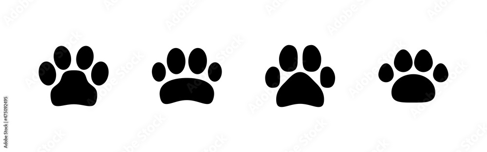 Paw icons set. paw print sign and symbol. dog or cat paw Paw icons set. paw print sign and symbol. dog or cat paw