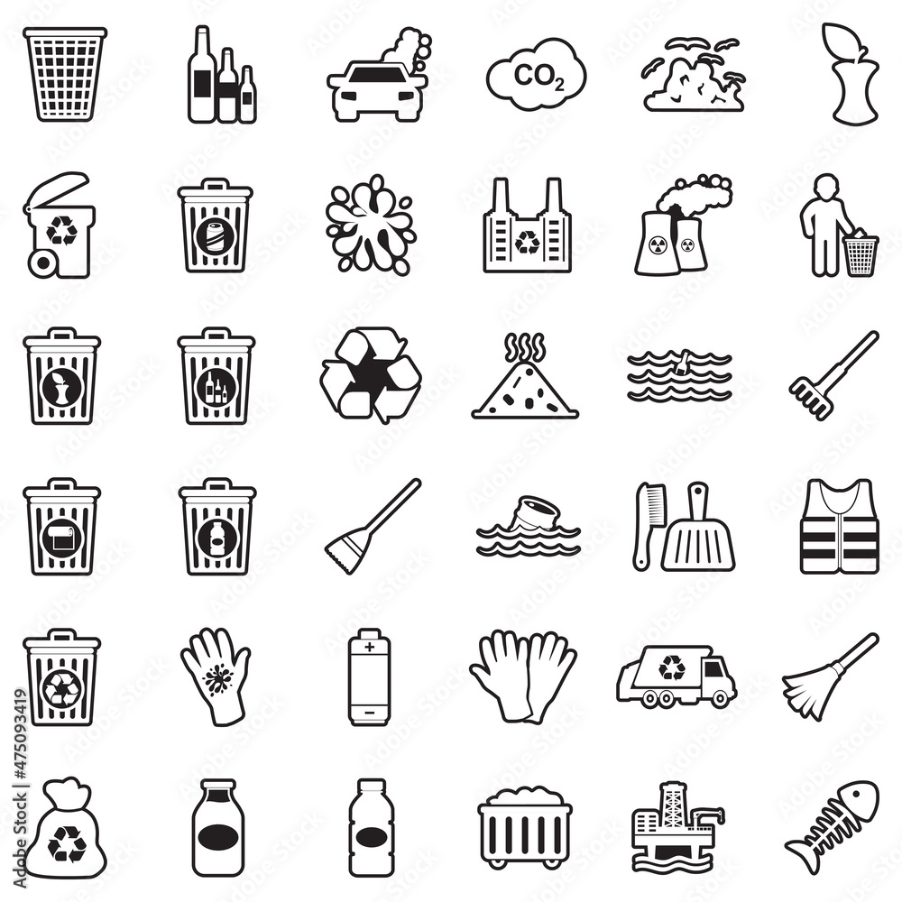 Garbage Icons. Line With Fill Design. Vector Illustration. Garbage Icons. Line With Fill Design. Vector Illustration.