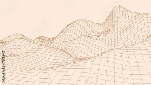 Perspective mesh background. Simple lines on a white background. Vector illustration.