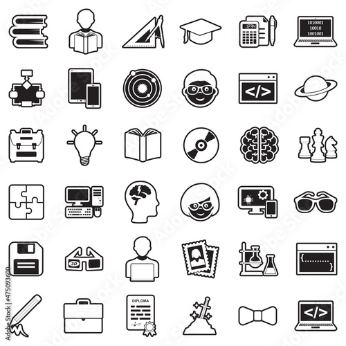 Geek Icons. Line With Fill Design. Vector Illustration.