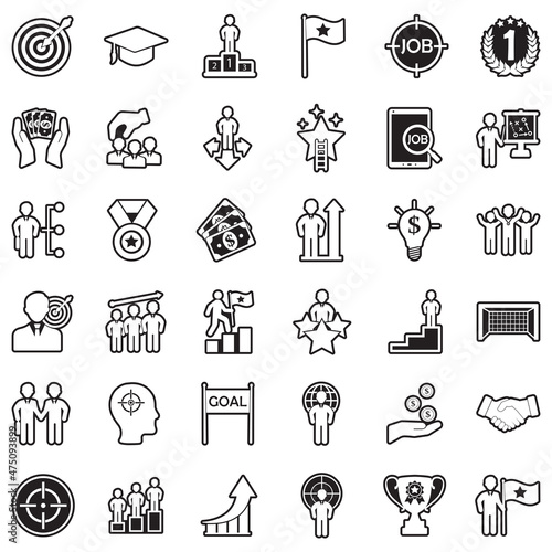 Goal Icons. Line With Fill Design. Vector Illustration.