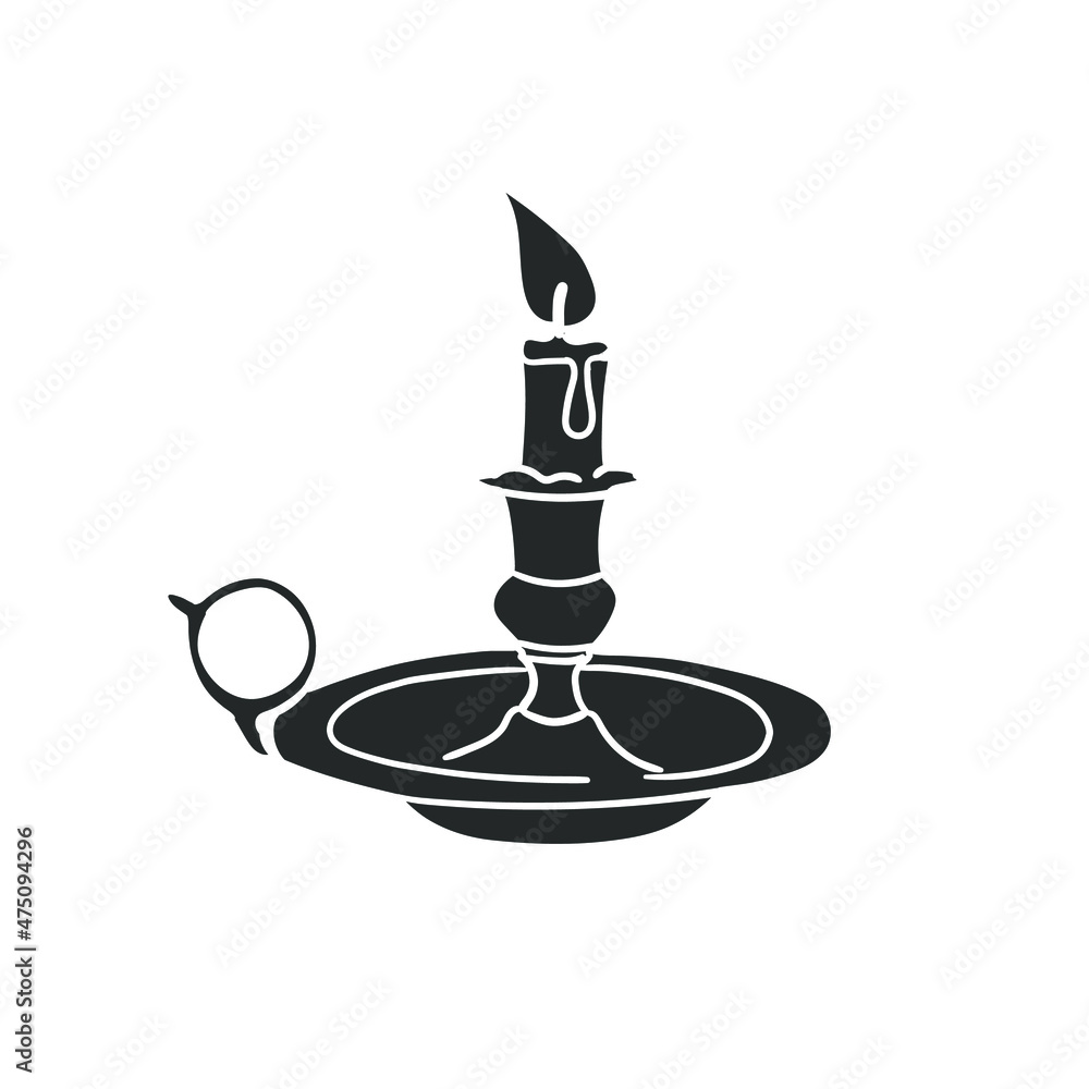 Candle Holder Icon Silhouette Illustration. Candelabrum Antique Vector
