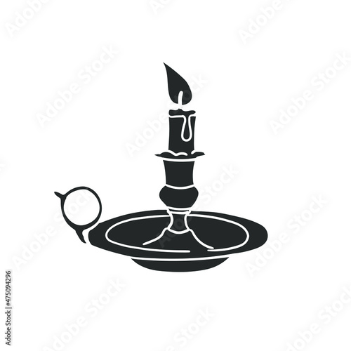 Candle Holder Icon Silhouette Illustration. Candelabrum Antique Vector Graphic Pictogram Symbol Clip Art. Doodle Sketch Black Sign.