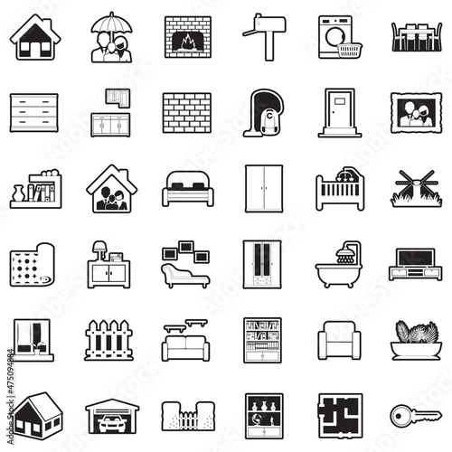 Home Icons. Line With Fill Design. Vector Illustration.