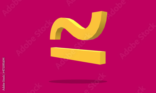 Sign, Asymptotically Equal To. MATHEMATICAL RELATIONAL OPERATORS. Poster. In mathematics, based on EQUALITY. Creative 3D illustration. Yellow typeface on strong tone background. Dark magenta hue fund. photo