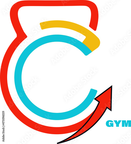 logo gimnasio. letra C con una flecha marcando el rumbo hacia arriba, fondo transparente