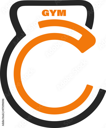 logo gimnasio. letra C formando una pesa, fondo transparente