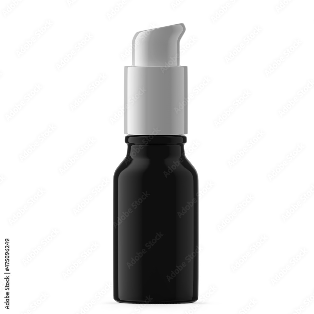 15ml UV Black Glass Pump Bottle. Isolated 15ml UV Black Glass Pump Bottle. Isolated