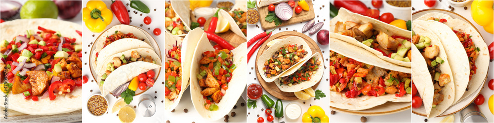Collage of photos with taco dish, different angle Collage of photos with taco dish, different angle