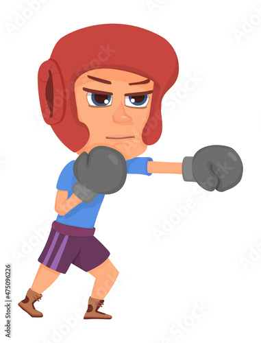 Boxer boy. Sport guy. Strong boy. Cartoon character