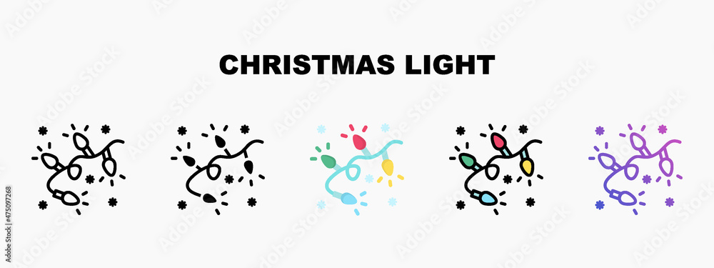 Christmas Light icon designed in outline flat glyph filled line and gradient. Perfect for website mobile app presentation and any other projects. Enjoy this icon for your project.