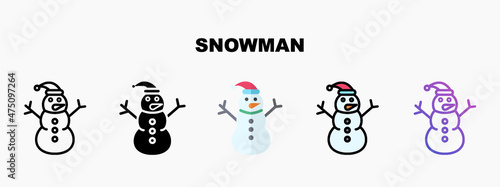 Snowman with santa hat icon designed in outline flat glyph filled line and gradient. Perfect for website mobile app presentation and any other projects. Enjoy this icon for your project.