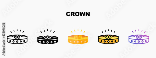 Crown icon designed in outline flat glyph filled line and gradient. Perfect for website mobile app presentation and any other projects. Enjoy this icon for your project.