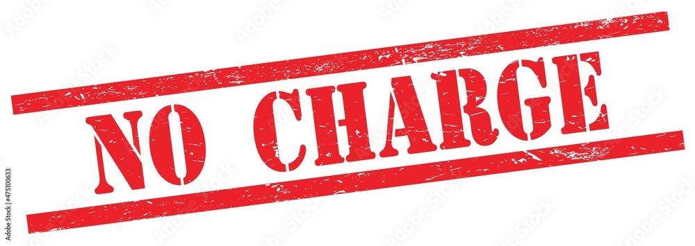 NO CHARGE text on red grungy rectangle stamp. NO CHARGE text on red grungy rectangle stamp.