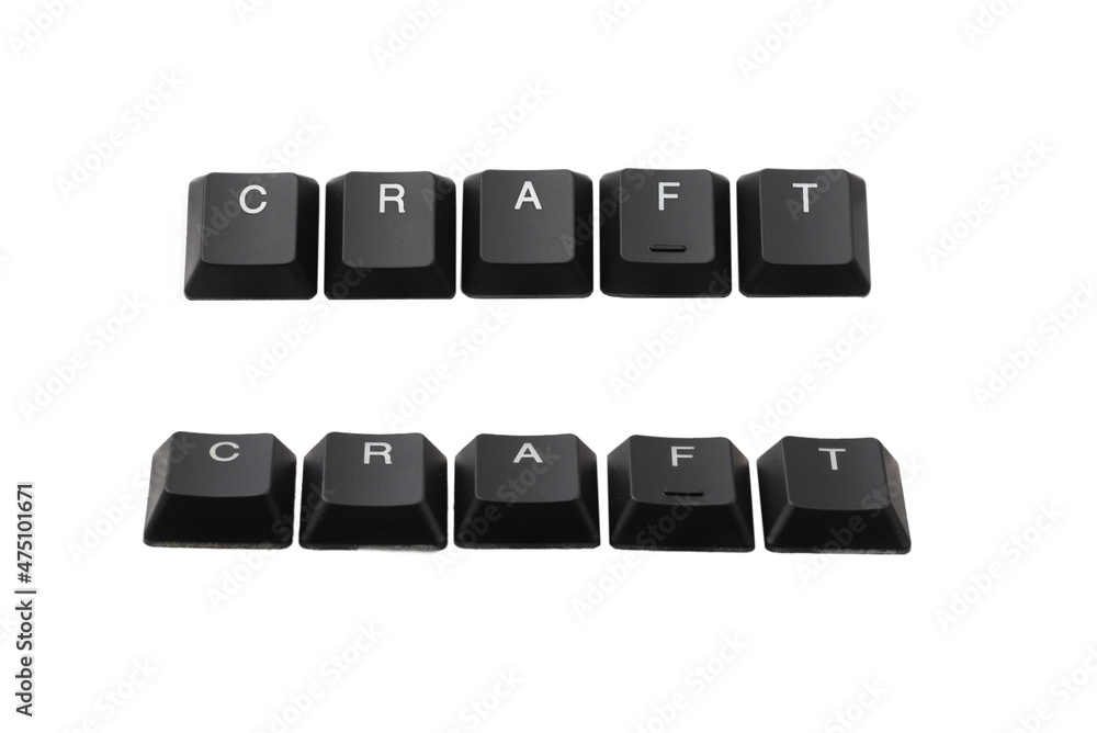 Word craft written on keyboard. Isolated on white. Word craft written on keyboard. Isolated on white.
