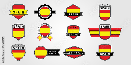 collection spain flag badge logo vector illustration design. set of made in spain symbol