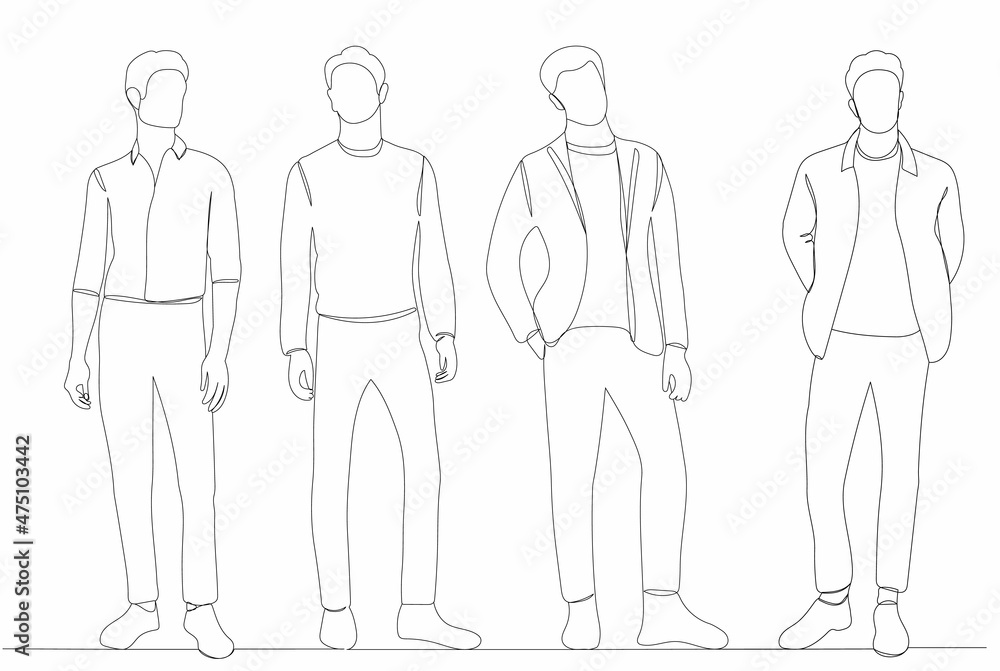 men drawing by one continuous line, sketch, vector men drawing by one continuous line, sketch, vector