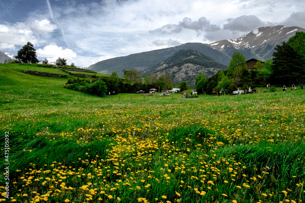 principallity of andorra spring landscapes and villages - obrazy, fototapety, plakaty 