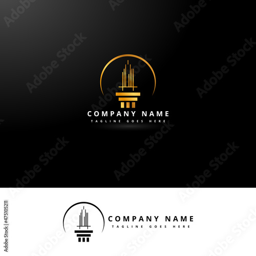 Luxury Real Estate Building Gold Vector Logo Template. Elegant Real Estate, Building, Apartment, Palace, Architecture Logo. Art Deco Rich Premium Property Icon With Decorative Golden Ornament.