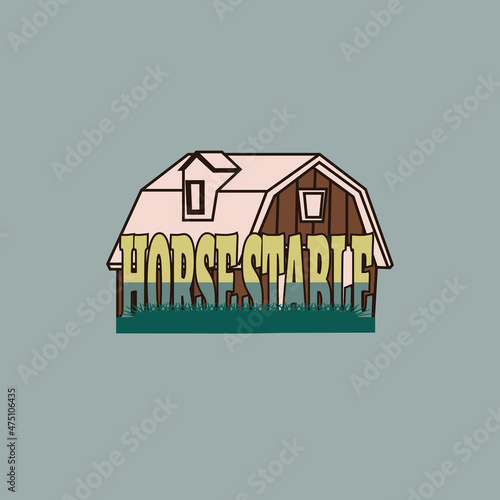 Vector illustration of a horse house in cartoon style, isolated on gray background