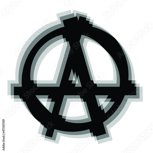 Blurred distorted geometric symbol . Minimal art design . Noise destroyed logo . Trendy defect error shapes . Glitched anarchy symbol .Broken effect .vector 
