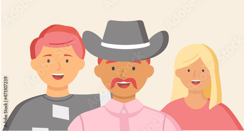 Multiethnic group of people standing together community and togetherness concept, diversity portrait. Characters men and women isolated on white. Crowd community. Social diversity friends or relatives