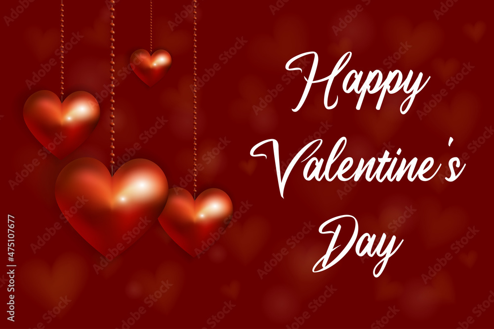 Valentines Day background. Happy Valentines Day wishes with red hearts. Template for Valentine's Day design. Vector illustration.