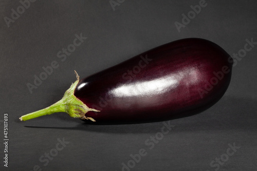 single eggplant on black background