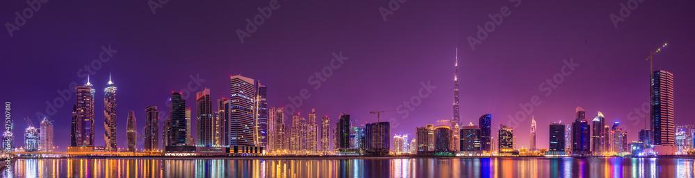 Cityscape of Dubai and panoramic view of Business bay, UAE Cityscape of Dubai and panoramic view of Business bay, UAE